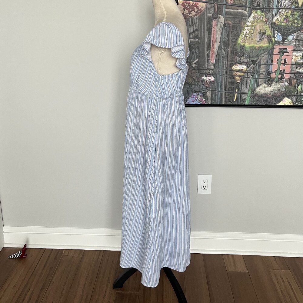 Time and Tru Blue and White Striped Midi Dress L - Picture 3 of 6